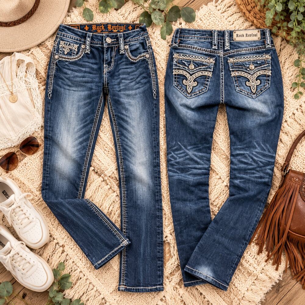 Rock Revival Jasna Skinny Dark Wash Jeans Size 26
